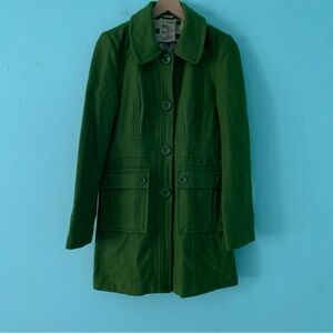 Tulle Green Vintage Wool Trench Coat L Y2K Christmas Holiday Party Geo Lining